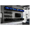 Image de Ensemble mural - FLY I - 2 rangements LED - 2 meubles TV - 2 étagères - Noir - Modèle 1
