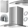 Image de Hotte aspirante cheminée - JANSHOP - BT-202 - 60 cm - Acier inoxydable - Verre trempé - Éclairage LED - 3 vitesses