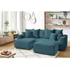 Image de Bobochic canapé d'angle réversible convertible coffre envy velours côtelé avec pouf bleu foncé ENVY