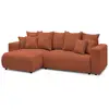 Image de Bobochic canapé d'angle réversible convertible coffre envy velours côtelé avec pouf orange ENVY