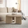 Image de Table basse ronde - PREFFINES - 85 cm - aspect bois clair