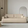 Image de Canapé convertible trois places - OVO - tissu chenille beige clair