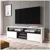Image de Meuble tv / meuble de salon - LAKSA - 140 cm - blanc / noir - sans led