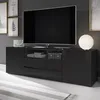 Image de Meuble TV / Meuble de salon - BROS - 140 cm - noir mat / noir brillant - sans LED - 2 niches ouvertes - 4 compartiments fermés