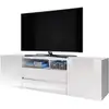 Image de Meuble tv / meuble de salon - BROS - 140 cm - blanc mat / blanc brillant - avec led