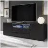 Image de Meuble tv / meuble de salon - BROS - 140 cm - noir mat / noir brillant - avec led