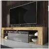 Image de Meuble tv / banc tv - Bianko - 140 cm - chêne lancaster / gris brillant - avec led