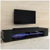 Image de Meuble tv - mitchell - 180 cm - noir mat / noir brillant - avec led
