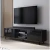 Image de Meuble tv - LEFYR - 140 cm - noir mat / noir brillant - éclairage led