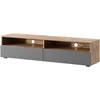Image de Selsey - Meuble Tv Rednaw - 140 Cm - Aspect Chêne / Gris Brillant Avec Led