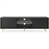 Image de Selsey bello - meuble tv - 135 cm - noir - façades à lamelles et pieds dorés - avec led