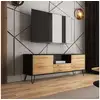 Image de Meuble tv - ploystea - 137 cm - noir / chêne wotan - style moderne