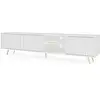 Image de Selsey bello - meuble tv - 175 cm - blanc, façades à lamelles et pieds dorés avec led