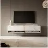 Image de Selsey mirrgo - meuble tv - 140 cm - marbre blanc avec insert d'or