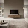 Image de Meuble TV - TELIRE - Meuble TV 140 cm noir avec façade artisanale chêne fraisé