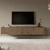 Image de Meuble Tv - Noir avec façade en chêne artisanal - Telire - 175 x 316 x 30
