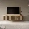 Image de Selsey telire - meuble tv - 140 cm - en chêne artisan avec façade fraisée et inserts noirs