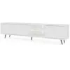 Image de Selsey bello - meuble tv - 175 cm - blanc, façades à lamelles et pieds noirs avec led