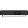 Image de Selsey bello - meuble tv - 175 cm - noir, façades à lamelles et pieds noirs avec led