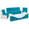 Image de Ensemble De Meubles En Mousse Velinda 2 Chaises Canapé Fauteuil Blanc Turquoise Mousse Cuir Écologique