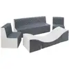 Image de Ensemble Meubles Mousse Velinda 2 Chaises Canapé Fauteuil Blanc Gris Mousse