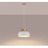 Image de Suspension Luminaire - Sollux - Marion - E27 1x15W LED - Blanc/Bois Naturel - Design Contemporain