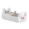 Image de Lit Simple Enfant Pink Cat 160 + Tiroir De Rangement Avec Matelas
