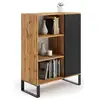 Image de Meuble buffet, commode, style industriel , armoire 1 porte et 3 étagères naturel / noir FONDI Bibliothèque FONDI
