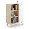 Image de Meuble buffet, commode, Style scandinave, armoire 1 porte et 3 étagères - naturel / blanc FONDI Bibliothèque FONDI