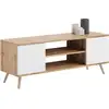 Image de Meuble tv 135 cm focus chêne doré - blanc, pieds bois, style scandinave FOCUS rtv cabinet