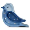 Image de Lampe à poser LED - Bird Mini - Bleu denim - Bois de pin naturel - H20 cm