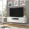 Image de Meuble TV bas universel Aura 150 cm Buffet HI-FI à suspendre ou à poser Blanc mat sans LED
