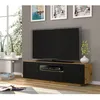 Image de Meuble TV bas universel Aura 150 cm Buffet HI-FI à suspendre ou à poser chêne artisan noir mat sans LED
