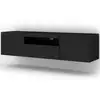 Image de Meuble tv aura avec 3 portes en bois - noir mat - l 150 x p 37 x h 36-42 cm