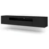 Image de Meuble TV bas universel AURA 200 cm à suspendre ou à poser sous meuble TV - Buffet hi-fi - Noir mat sans LED