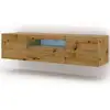 Image de Aura meuble tv bas universel 150 cm à suspendre ou à poser- buffet hi-fi - armoire suspendue (chêne artisan avec led)