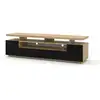 Image de Eva meuble tv bas 180 cm avec double plateau de table et commode hifi (chêne artisan, noir mat)