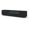Image de Aura meuble tv bas universel 200 cm à suspendre ou à poser sous meuble tv - buffet hi-fi - noir avec éclairage led bleu