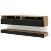 Image de Meuble tv duo suspendu 160 cm chêne artisan / noir mat