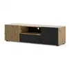 Image de Meuble tv auris avec 3 portes + 1 niche en bois - noir et beige - l 150 x p 42 x h 42 cm