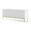 Image de Meuble Tv Ravenna Avec 3 Portes En Bois Et Cadre Doré - Blanc Mat - L 150 X P 42 X H 58 Cm