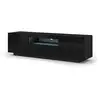 Image de Meuble tv universel aura 150 cm à poser ou suspendu, noir mat / noir brillant avec led