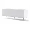 Image de Meuble Tv Ravenna Avec 3 Portes En Bois Et Pieds Noirs - Blanc Mat - L 150 X P 42 X H 56 Cm