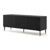 Image de Meubles TV - Meuble TV Ravena avec 3 portes en bois et pieds noirs - Noir mat - L 150 x P 42 x H 56 cm