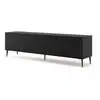 Image de Meuble Tv Ravenna Avec 4 Portes En Bois Et Pieds Noirs - Noir Mat - L 200 X P 42 X H 56 Cm