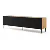 Image de Meuble Tv Ravenna Avec 4 Portes En Bois Et Pieds Noirs - Noir Et Beige - L 200 X P 42 X H 56 Cm