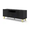 Image de Meuble tv diuna avec 3 portes + 1 niche en bois et pieds noir - noir brillant - l 145 x p 42 x h 62 cm