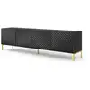 Image de Meuble Tv À 4 Portes Avec Cadre Doré "surf" - Noir Brillant- L 200 Cm