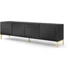 Image de Meuble TV - AC-Déco - Surf - 4 portes - Noir brillant - Design contemporain - 200 cm