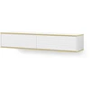 Image de Meuble Tv Suspendu "subi" - Blanc/doré - L 180 Cm